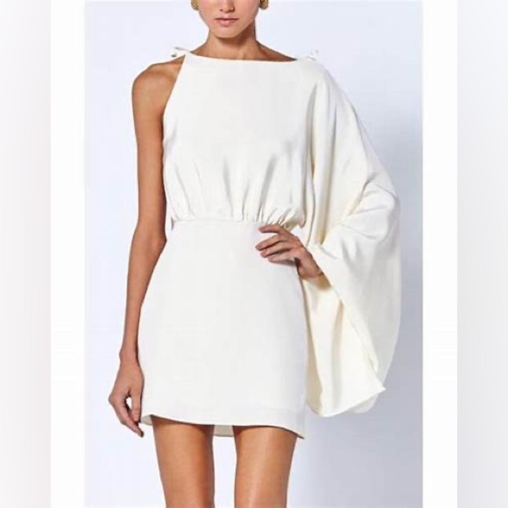Alexis Cream Cape Sleeve Silk Mini Dress Size L